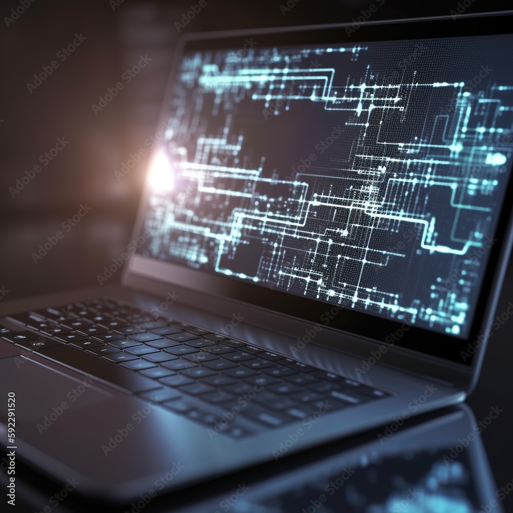 Poster laptop on the screen of a laptop, abstract programming language and program code on screen laptop. l