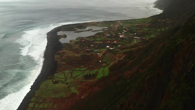 aerial view of Sao Jorge island coast