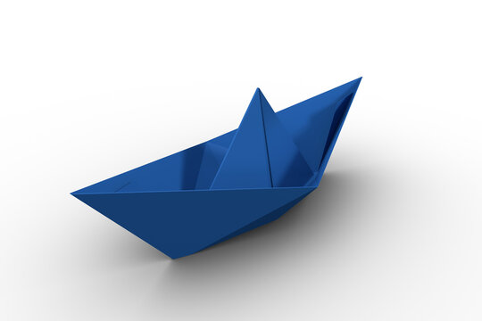 Fototapeta Blue origami paper boat