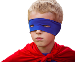 Little boy pretending to be superhero