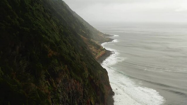 aerial view of Sao Jorge island coast