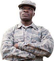 Portrait of military soldier with crossed arms 