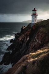 Fototapeta na wymiar Lighthouse on the cliff generative AI