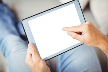 Man using digital tablet