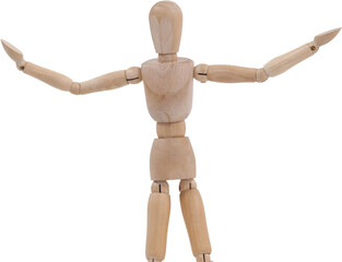 Wooden 3d figurine standing with arms spread