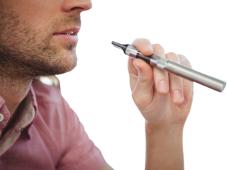 Cropped image of man smoking electronic cigarette