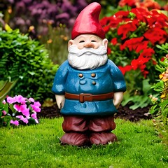 Gypsum dwarf, garden gnome, popular tacky figure, AI generated