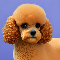 Apricot poodle favorite dog breed, head of popular dog, AI generated