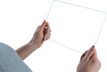 Cropped image of businesswoman with glass interface