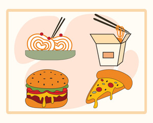 Fast food icons set.
