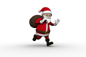 Cartoon Santa running with sack