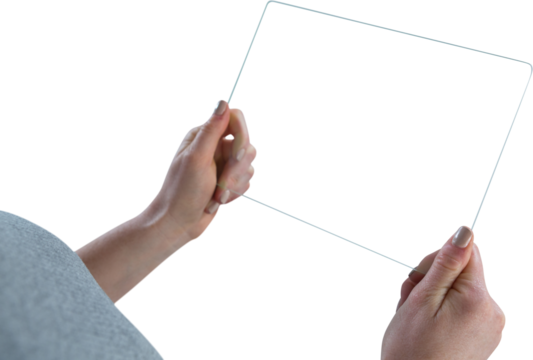 Cropped image of businesswoman with glass interface