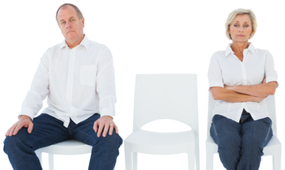 Upset couple not talking to each other after fight