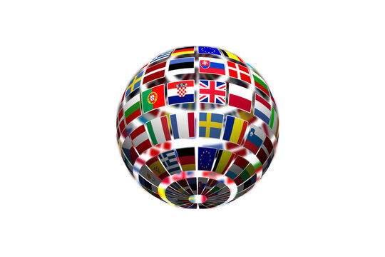 Digital image of globe with national flags