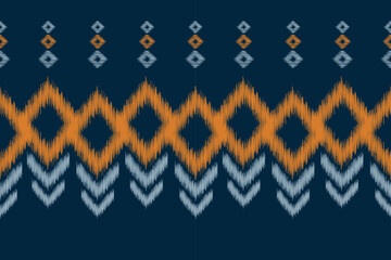 Ethnic Ikat fabric pattern geometric style.African Ikat embroidery Ethnic oriental pattern navy blue background. Abstract,vector,illustration.For texture,clothing,scraf,decoration,carpet.