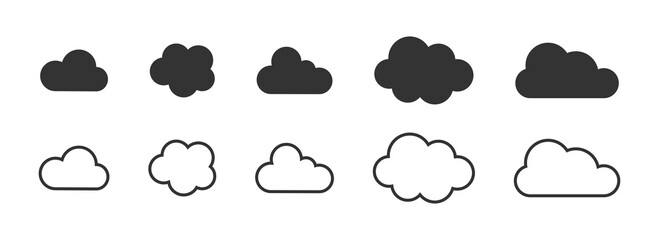 Cloud icon set. Cloud shapes sign. Weather cloud icon