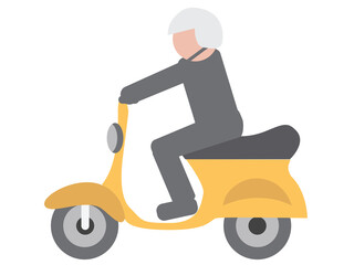 Man driving motor scooter