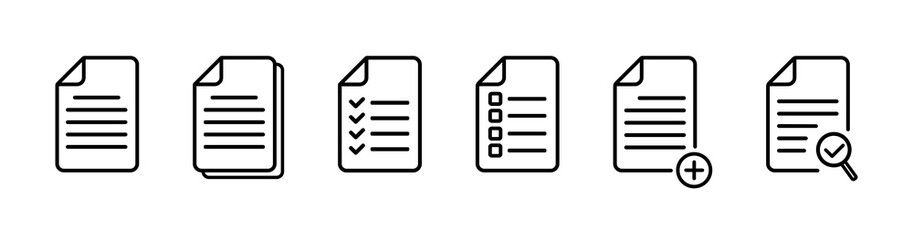 Document icon set. Document, file, notepad, accept, form sign