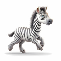 Fototapeta na wymiar Baby Zebra Cartoon Isolated On White Backgound. Generative AI