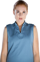 Portrait of young businesswoman with gray eyes