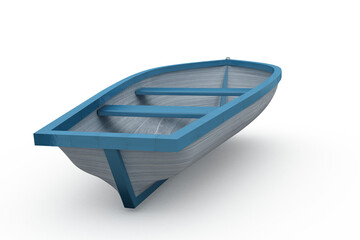 Blue and white painted boat