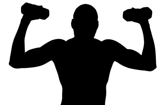 Male athlete with arms raised