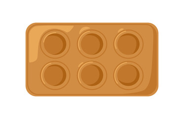 Baking dish, cupcake pan for oven. Muffin mold, top view. Silicone bakeware for cup cakes cooking. Culinary kitchen tool. Flat vector illustration isolated on white background