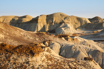 Strongly eroded badlands in the UNESCO World Heritage Site of Dinosaur Provincial Park, Alberta...