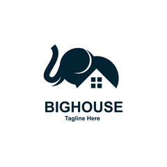 Elephant and home icon. Big home symbol logo vector.