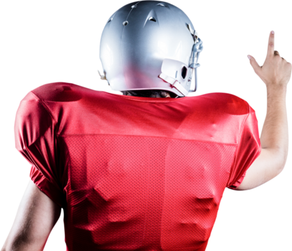 Rear view of American football player pointing - Powered by Adobe
