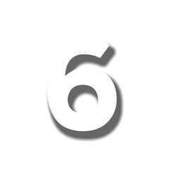 White number six 6 illustration on white background 