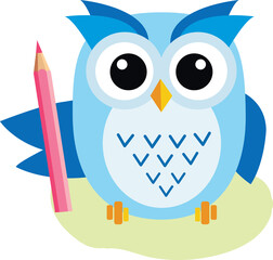 Owl holding pencil icon