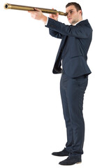 Fototapeta premium Businessman looking through telescope