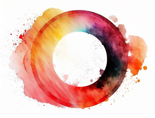 Water Color Design Element - Circle Frame - Generative AI