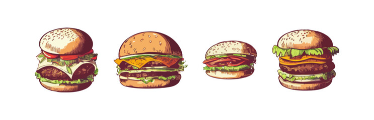 Burger icon set. Vector illustration design.