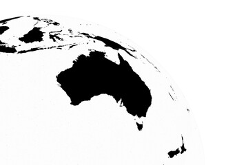Australia on globe over white background