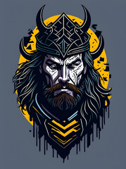 Ancient Viking warrior poster. AI generated illustration