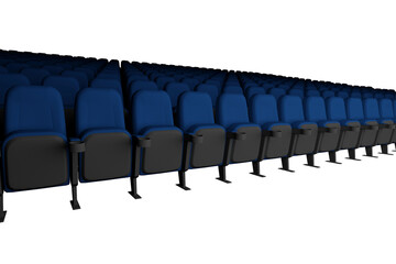 Empty blue chairs at theater