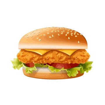 crispy chickenburger, icon/vector