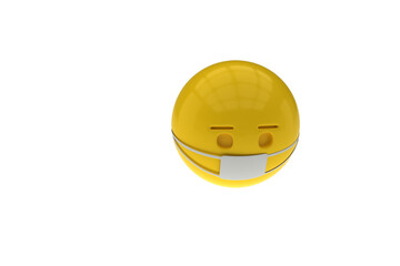 Three dimensional image of smiley icon with protective mask