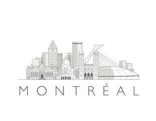 Montreal cityscape line art style illustration
