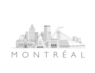 Montreal cityscape line art style illustration