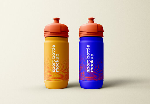 Sport Bottle Mockup Set &ndash; Standing Dual Bottle Scene for Gym, Cycling, and Outdoor Branding Presentations