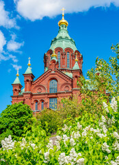 Uspenski Cathedral (Uspenskin katedraali) in spring, Helsinki, Finland