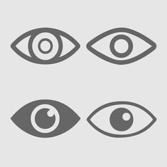 Eye set vector icon. Eyes simple isolated pictogram. Vision symbol.