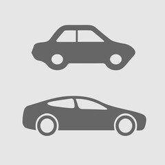 Car set vector icon. Old and modern vehicle. Simple isolated pictogram.