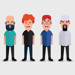 Naklejka premium Business men flat avatars set with smiling face. Team icons collection. Vector illustration. eps 10.