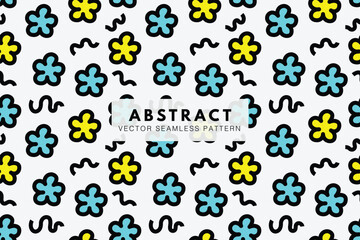 Doodle ditsy florals abstract seamless repeat pattern