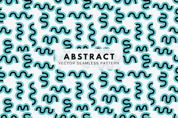 Wavy lines blue and black abstract shapes seamless repeating pattern