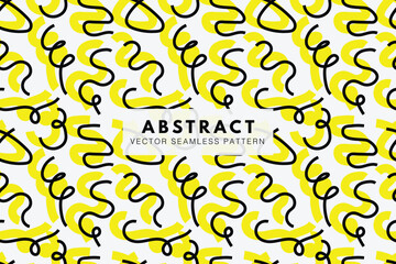 Wiggly lines shape yellow and black lines abstract seamless repeat pattern